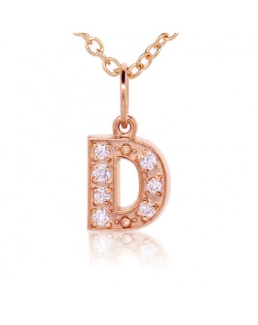 Alphabet Charm, Letter 'D'  in 18K Rose Gold with high quality diamonds
