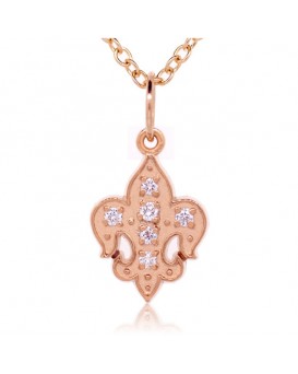 Fleur De Lis Charm in 18K Rose Gold with High Quality Diamonds