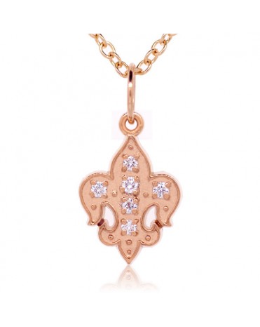 Fleur De Lis Charm in 18K Rose Gold with High Quality Diamonds