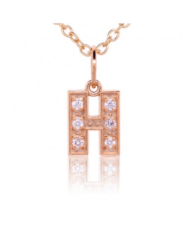 Alphabet Charm, Letter 'H'  in 18K Rose Gold with high quality diamonds