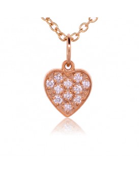 Heart Charm in 18K Rose Gold with High Quality Diamonds