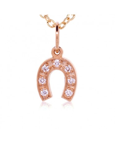 Horseshoe Charm in 18K Rose Gold with High Quality Diamonds