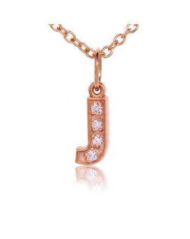 Alphabet Charm, Letter 'J'  in 18K Rose Gold with high quality diamonds