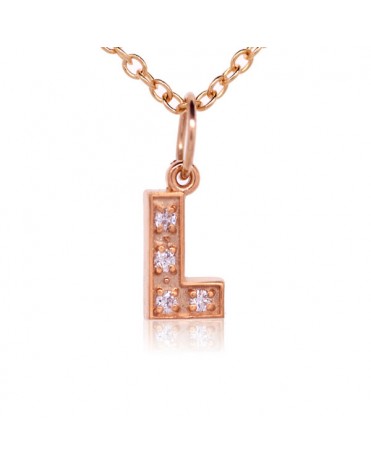 Alphabet Charm, Letter 'L'  in 18K Rose Gold with high quality diamonds