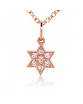Star of David Charm in 18K Rose Gold with High Quality Diamonds