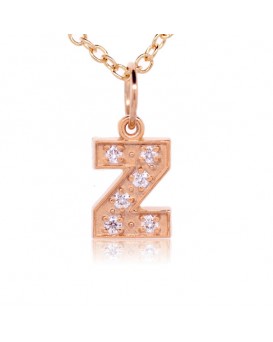 Alphabet Charm, Letter 'Z' in 18K Rose Gold with high quality diamonds