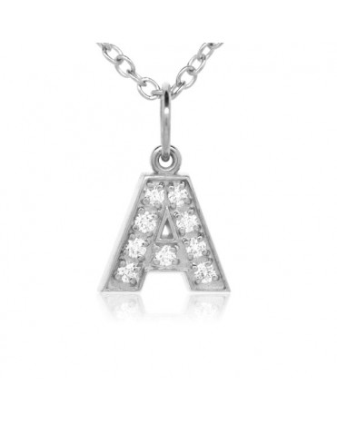 Alphabet Charm, Letter 'A'  in 18K White Gold with high quality diamonds