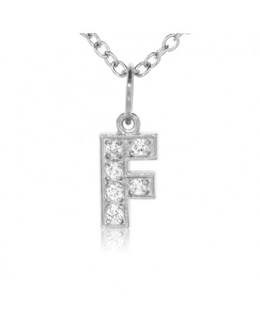 Alphabet Charm, Letter 'F' in 18K White Gold with high quality diamonds