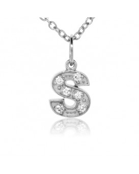 Alphabet Charm, Letter 'S' in 18K White Gold with high quality diamonds