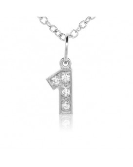 Number '1' Charm in 18K White Gold with High Quality Diamonds