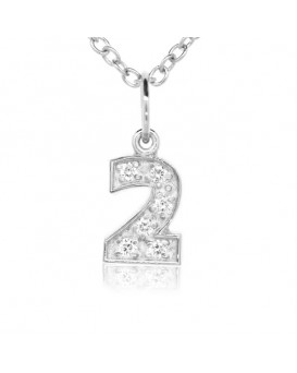 Number '2' Charm in 18K White Gold with High Quality Diamonds