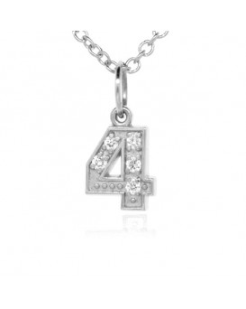 Number '4' Charm in 18K White Gold with High Quality Diamonds