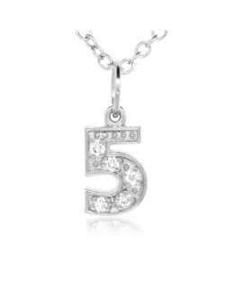 Number '5' Charm in 18K White Gold with High Quality Diamonds