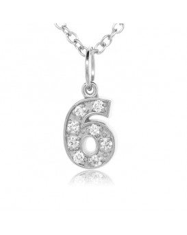 Number '6' Charm in 18K White Gold with High Quality Diamonds