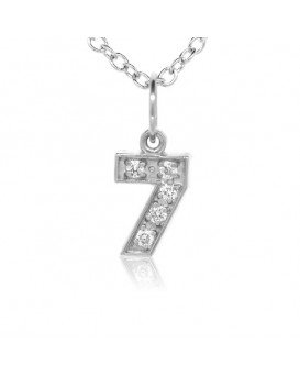 Number '7' Charm in 18K White Gold with High Quality Diamonds