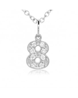 Number '8' Charm in 18K White Gold with High Quality Diamonds