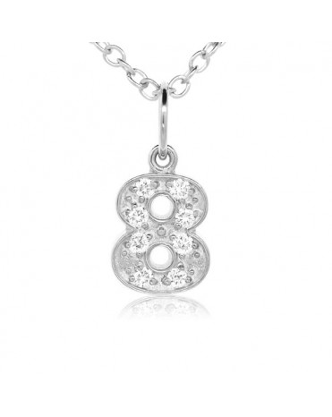 Number '8' Charm in 18K White Gold with High Quality Diamonds