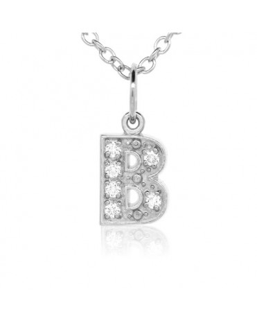 Alphabet Charm, Letter 'B'  in 18K White Gold with high quality diamonds