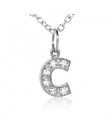 Alphabet Charm, Letter 'C'  in 18K White Gold with high quality diamonds