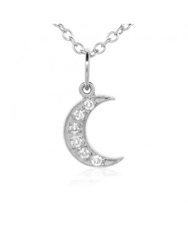 Crescent Moon Charm in 18K White Gold with High Quality Diamonds