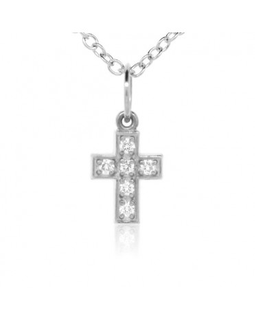 Cross Charm in 18K White Gold with High Quality Diamonds