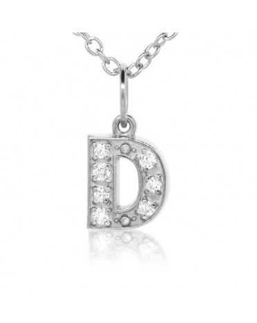 Alphabet Charm, Letter 'D'  in 18K White Gold with high quality diamonds
