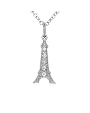 Eiffel Tower Charm in 18K White Gold with High Quality Diamonds