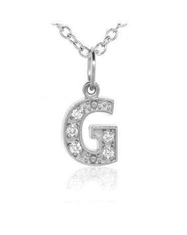 Alphabet Charm, Letter 'G' in 18K White Gold with high quality diamonds