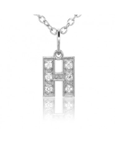 Alphabet Charm, Letter 'H' in 18K White Gold with high quality diamonds