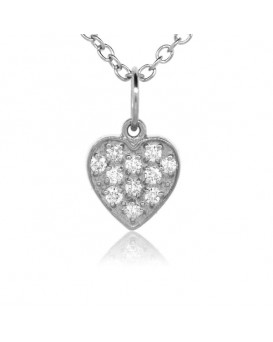 Heart Charm in 18K White Gold with High Quality Diamonds