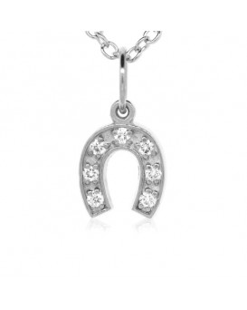 Horseshoe Charm in 18K White Gold with High Quality Diamonds