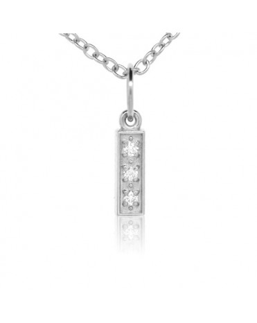 Alphabet Charm, Letter 'I' in 18K White Gold with high quality diamonds