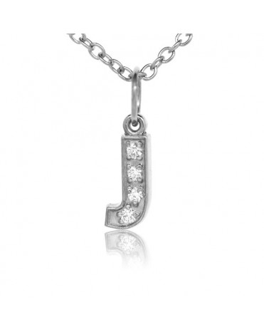 Alphabet Charm, Letter 'J' in 18K White Gold with high quality diamonds