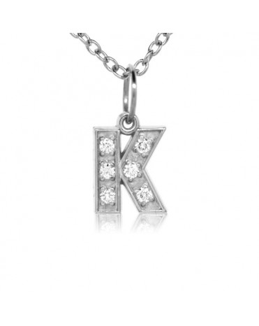 Alphabet Charm, Letter 'K' in 18K White Gold with high quality diamonds
