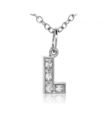 Alphabet Charm, Letter 'L' in 18K White Gold with high quality diamonds