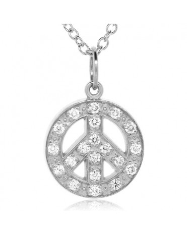 Peace Sign Charm in 18K White Gold with High Quality Diamonds