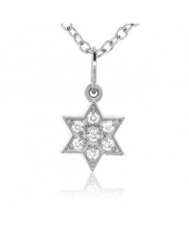 Star of David Charm in 18K White Gold with High Quality Diamonds