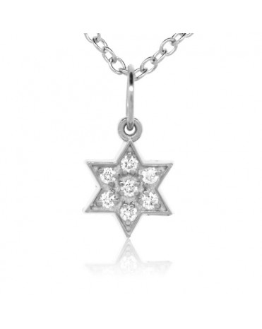 Star of David Charm in 18K White Gold with High Quality Diamonds