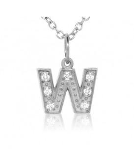 Alphabet Charm, Letter 'W' in 18K White Gold with high quality diamonds.