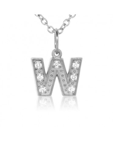 Alphabet Charm, Letter 'W' in 18K White Gold with high quality diamonds.