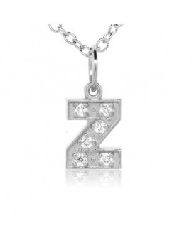 Alphabet Charm, Letter 'Z' in 18K White Gold with high quality diamonds
