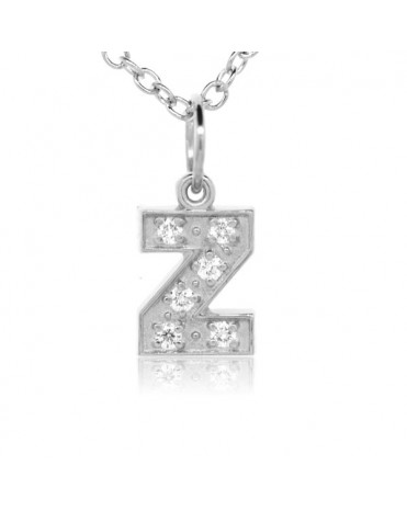 Alphabet Charm, Letter 'Z' in 18K White Gold with high quality diamonds