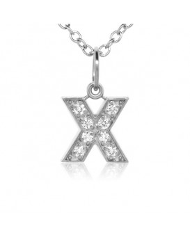 Alphabet Charm, Letter 'X' in 18K White Gold with high quality diamonds.