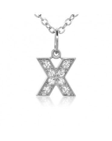 Alphabet Charm, Letter 'X' in 18K White Gold with high quality diamonds.