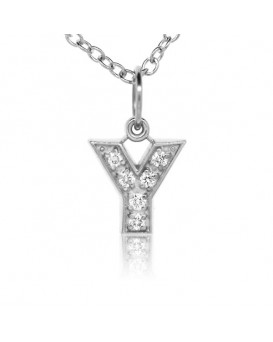 Alphabet Charm, Letter 'Y' in 18K White Gold with high quality diamonds