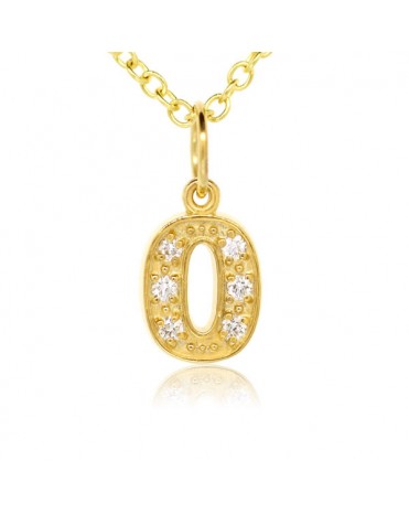 Number '0' Charm in 18K Yellow Gold with high quality diamonds