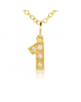 Number '1' Charm in 18K Yellow Gold with high quality diamonds
