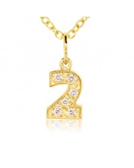 Number '2' Charm in 18K Yellow Gold with high quality diamonds