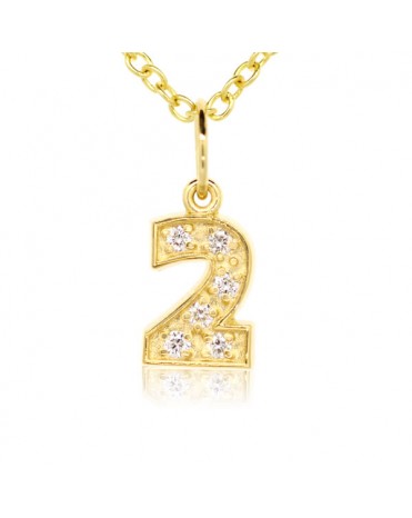 Number '2' Charm in 18K Yellow Gold with high quality diamonds