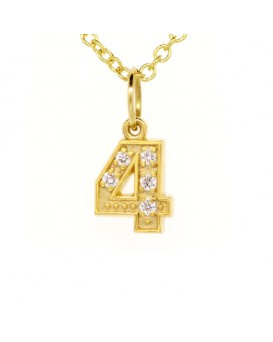 Number '4' Charm in 18K Yellow Gold with high quality diamonds